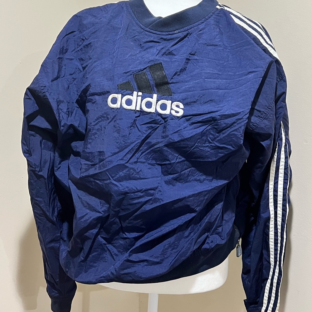 Navy blue Adidas windbreaker sweater